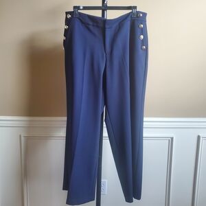 Eloquii Navy Blue Trousers with Gold Buttons
